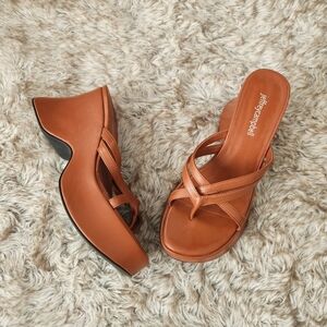 Jeffrey Campbell Year 3000 Strappy Thong Platform Wedge Sandals Brown Size 6.5